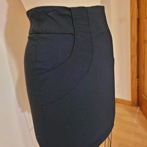 Black Midlength Pencil Skirt